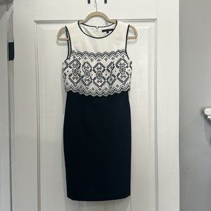 Antonio Melani Black & White Embroidered Sleeveless Slip Dress